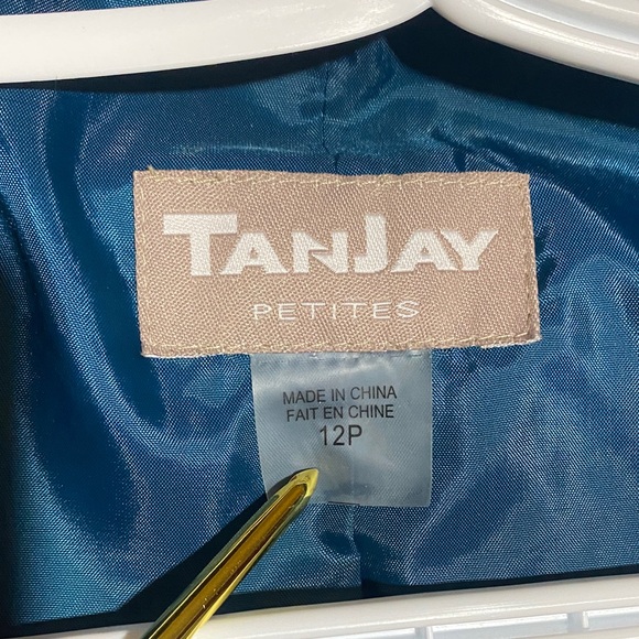 TanJay Women's Blue and Gold Floral Blazer with skirt - Picture 2 of 4